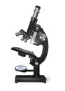 Realistic Detailed 3d Black Microscope Magnifying Tool. Vector