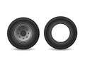 Realistic Detailed 3d Black Rubber Tires and Car Wheels Set. Vector Royalty Free Stock Photo