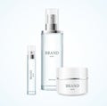 Realistic Detailed 3d Blank Cosmetic Product Brand Template Mockup Set. Vector