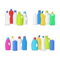 Realistic Detailed 3d Blank Detergent Bottles Template Mockup Group. Vector