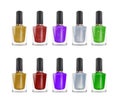 Realistic Detailed 3d Color Nail Polish Set. Vector