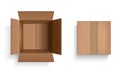 Realistic Detailed 3d Brown Blank Cardboard Box Top View Template Mockup Set. Vector Royalty Free Stock Photo