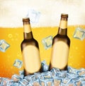 Realistic Detailed 3d Brown Glass Beer Bottle Ads Banner Concept Poster Card. Vector Royalty Free Stock Photo