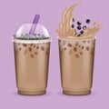 Realistic Detailed 3d Bubble Tea Set. Vector Royalty Free Stock Photo