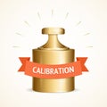 Realistic Detailed 3d Calibration Weight and Red Ribbon. Vector