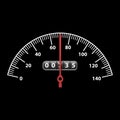 Realistic Detailed 3d Car Speedometer Panel Control on a Dark. Vector Royalty Free Stock Photo