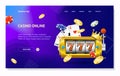 Realistic Detailed 3d Casino Concept Card Landing Web Page Template. Vector Royalty Free Stock Photo