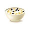 Realistic Detailed 3d Cereals Oatmeal Breakfast in White Ceramic Bowl. Vector Royalty Free Stock Photo