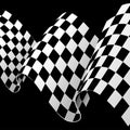 Realistic Detailed 3d Checkered Racing Wavy Sport Flag Card Background. Vector