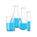 Realistic Detailed 3d Chemical Glass Flasks Set. Vector