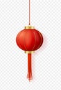Realistic Detailed 3d Chinese Red Paper Lantern. Vector Royalty Free Stock Photo