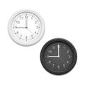 Realistic Detailed 3d Classic Clocks White and Black on a Wall. Vector