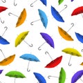 Realistic Detailed 3d Color Blank Umbrella Seamless Pattern Background. Vector