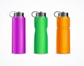 Realistic Detailed 3d Color Fitness Bottle Set. Vector