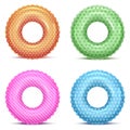 Realistic Detailed 3d Color Swim Rings In Different Patterns Set. Vector