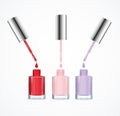 Realistic Detailed 3d Color Nail Polish Set. Vector