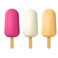 Realistic Detailed 3d Color Popsicle Ice Creams Set. Vector Royalty Free Stock Photo