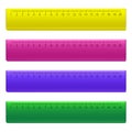 Realistic Detailed 3d Color School Measuring Rulers Set. Vector