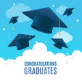 Realistic Detailed 3d Congratulation Graduates Placard Banner Card. Vector