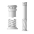 Realistic Detailed 3d Decorative Ancient Columns Set. Vector Royalty Free Stock Photo