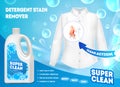 Realistic Detailed 3d Detergent Stain Remover Ads. Vector