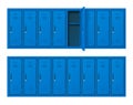 Realistic Detailed 3d Different Blue School Gym Locker Set. Vector Royalty Free Stock Photo