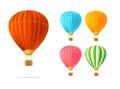 Realistic Detailed 3d Different Color Hotair Ballon Set. Vector