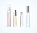 Realistic Detailed 3d Different Cosmetics Perfume Bottle Tester Empty Template Mockup Set. Vector