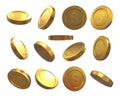 Realistic Detailed 3d Different Gold Coin Set. Vector Royalty Free Stock Photo
