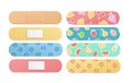 Realistic Detailed 3d Different Kid Aid Band Plaster Medical Patch Set. Vector