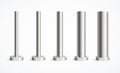 Realistic Detailed 3d Metal Pole Pillars Set. Vector