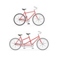 Realistic Detailed 3d Different Tandem Bike and Bicycle Set. Vector Royalty Free Stock Photo