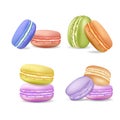 Realistic Detailed 3d Different Taste Macaroons Set. Vector