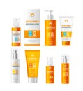 Realistic Detailed 3d Sunscreen Moisturizer Lotion Cream Set. Vector