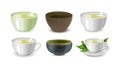 Realistic Detailed 3d Different Types Tea Cup Set. Vector Royalty Free Stock Photo