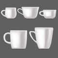 Realistic Detailed 3d Different White Ceramic Mug Set. Vector Royalty Free Stock Photo