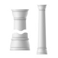 Realistic Detailed 3d Dorian Ancient Columns Set. Vector