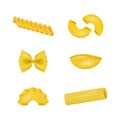 Realistic Detailed 3d Dry Macaroni of Various Pasta. Vector