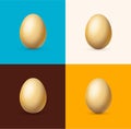 Realistic Detailed 3d Easter Golden Eggs Set. Vector