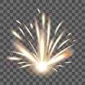 Realistic Detailed 3d Fire Spark on a Transparent Background. Vector