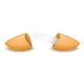 Realistic Detailed 3d Fortune Cookie with Empty Paper. Vector Royalty Free Stock Photo