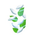 Realistic Detailed 3d Fresh Green Mint Leaves and Mints Gum. Vector Royalty Free Stock Photo