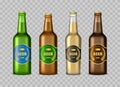 Realistic Detailed 3d Glass Beer Bottles Set. Vector Royalty Free Stock Photo