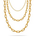 Realistic Detailed 3d Gold Chain Set. Vector