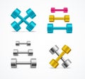 Realistic Detailed 3d Gym Equipment Dumbbell Set. Vector