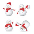 Realistic Detailed 3d Happy Snowman in Hat Set. Vector Royalty Free Stock Photo