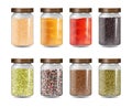 Realistic Detailed 3d Herbs Spices Jars Set. Vector
