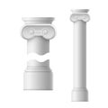 Realistic Detailed 3d Ionic Ancient Columns Set. Vector