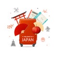 Realistic Detailed 3d Japan Travel Concept. Vector Royalty Free Stock Photo
