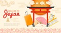 Realistic Detailed 3d Japan Travel and Tourism Ads Banner Concept Poster Card. Vector Royalty Free Stock Photo